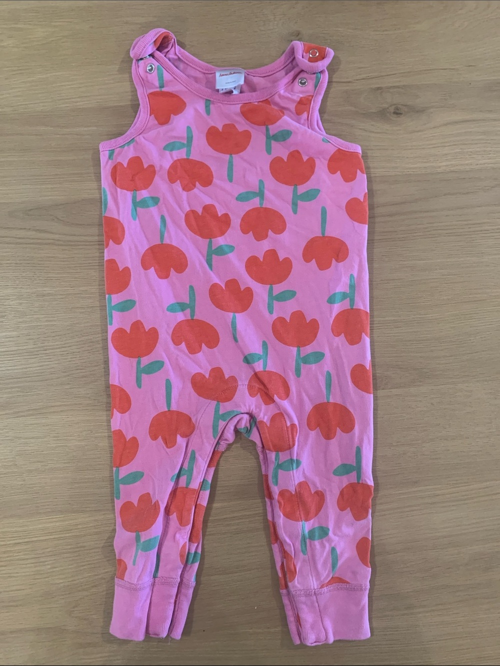 Hanna Andersson pink tulip romper *100% Cotton* with 2 snaps settings